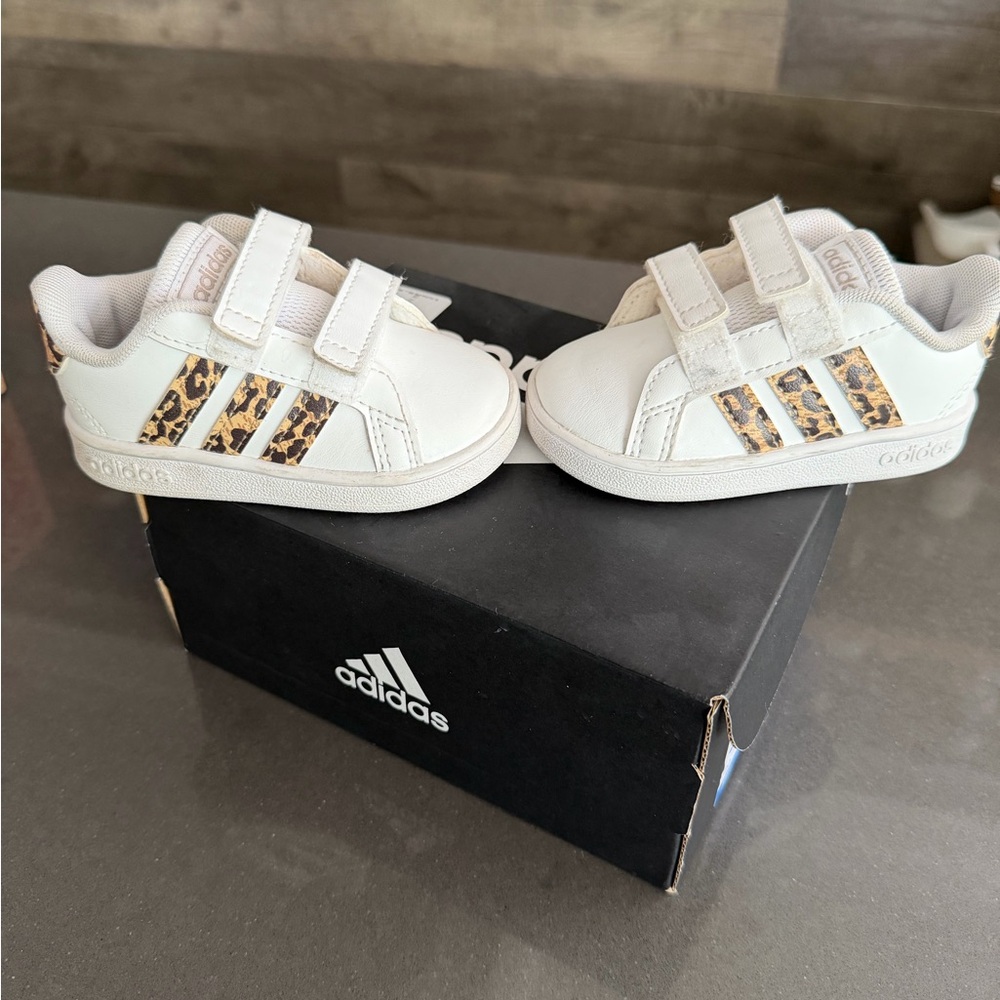 Adidas Kids White Velcro Sneakers